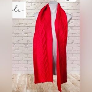 Free people bright red holiday knit scarf